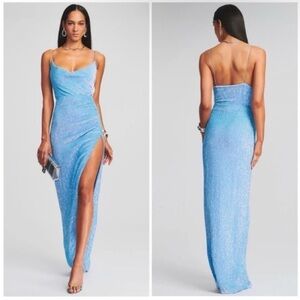 NWT Retrofete Katya Sequin Maxi Dress Blue